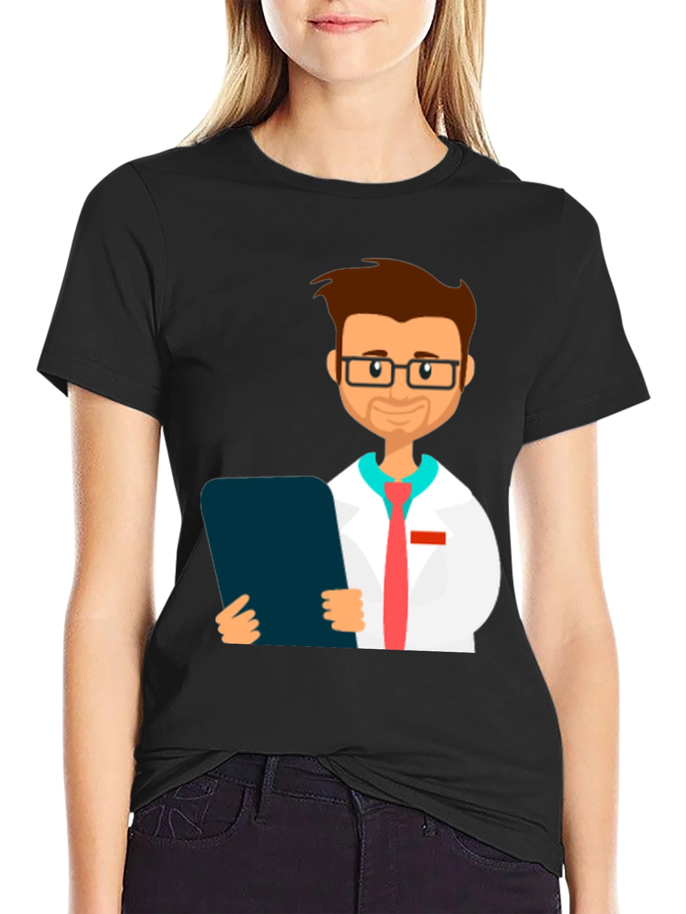 Doctor Cartoon Graphic Tee - Black