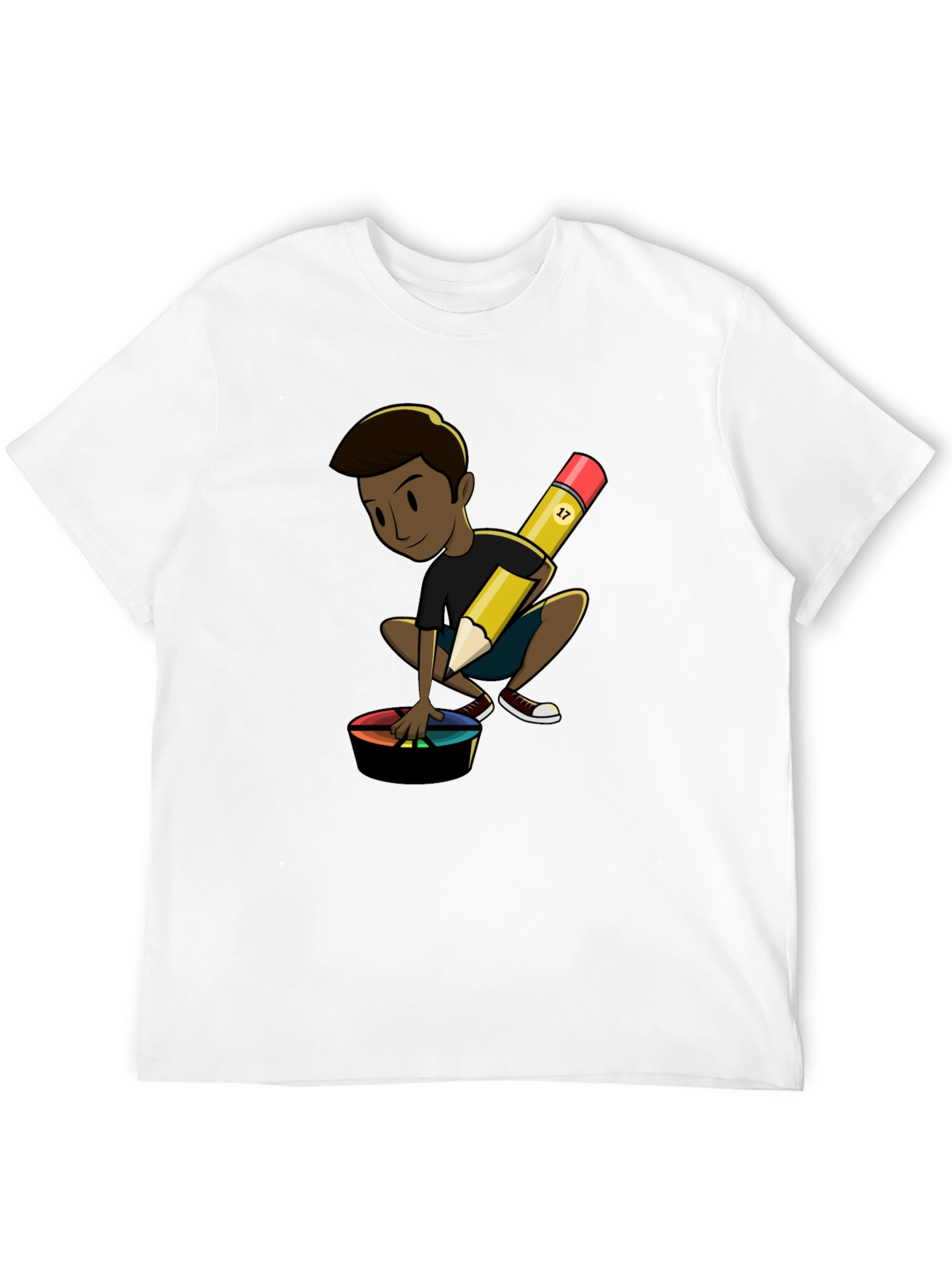 Artistic Character on Black T-Shirt