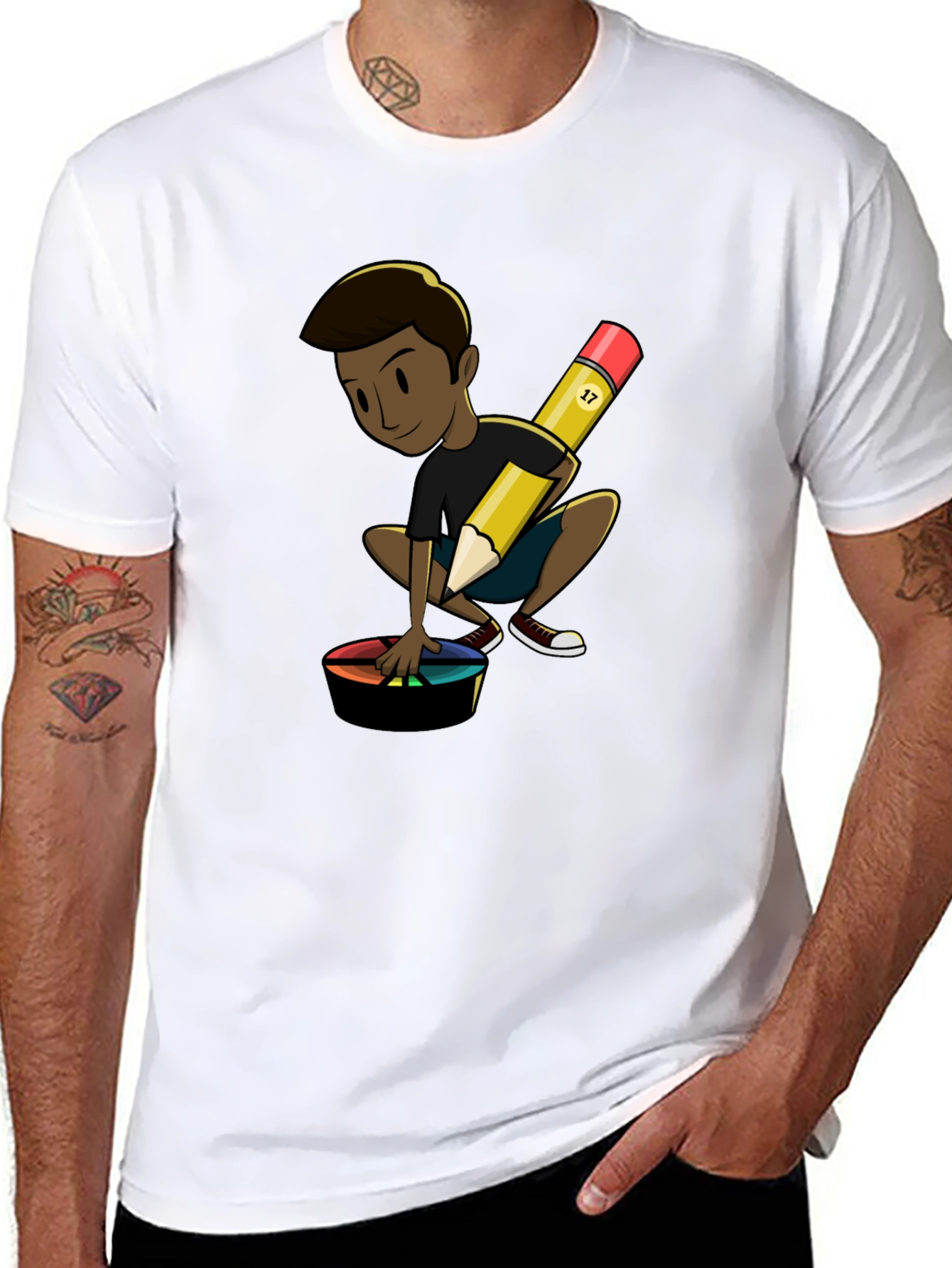Artistic Character on Black T-Shirt