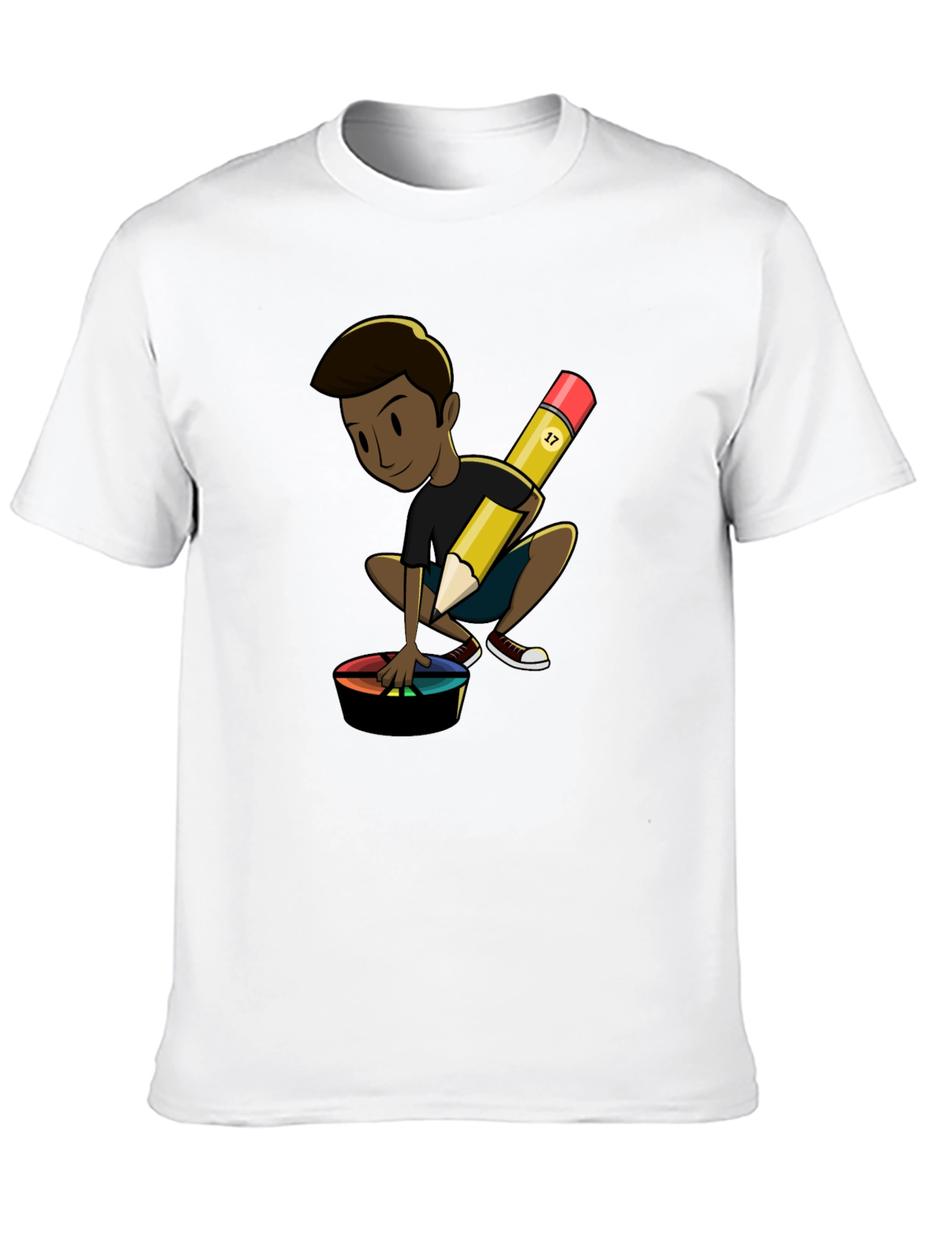 Artistic Character on Black T-Shirt
