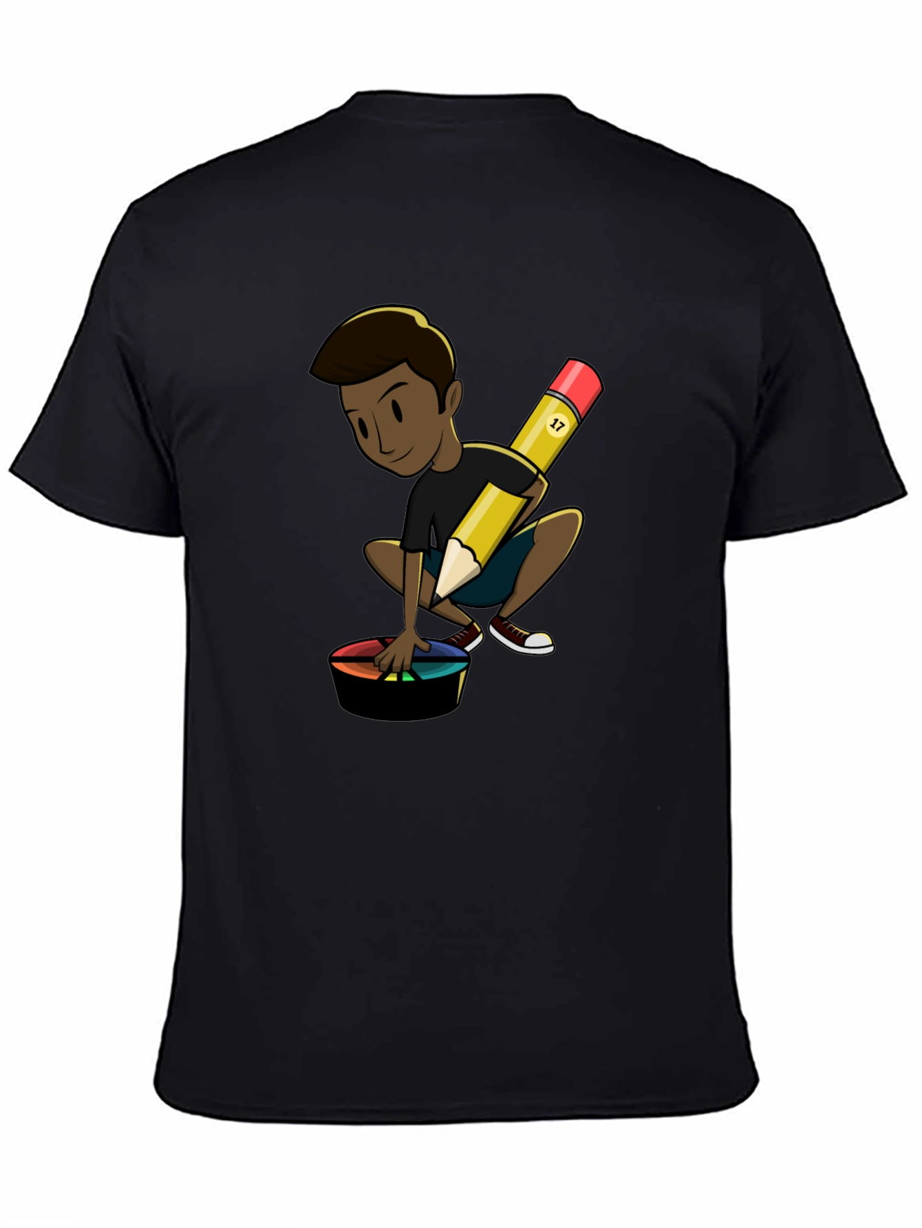Artistic Character on Black T-Shirt