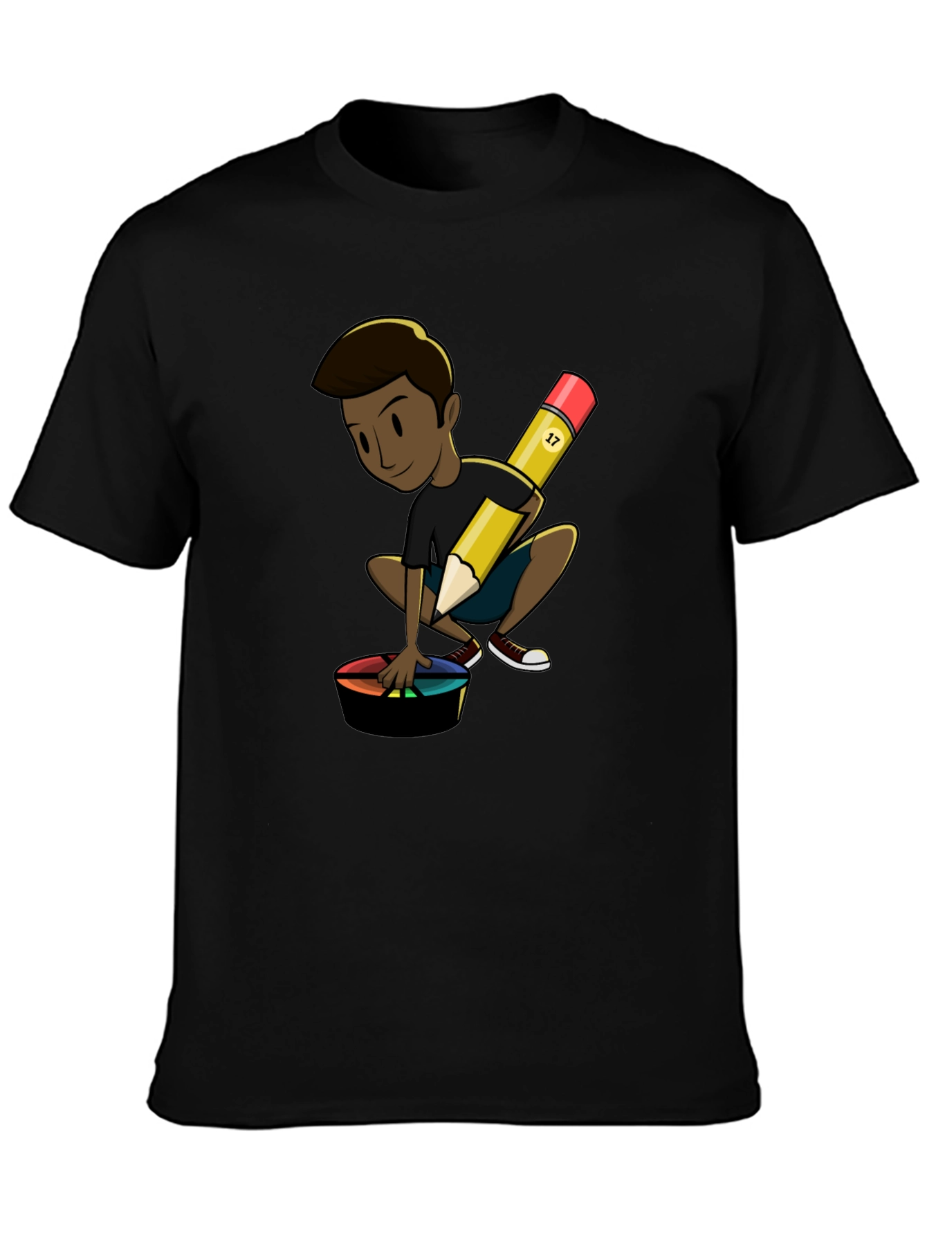 Artistic Character on Black T-Shirt