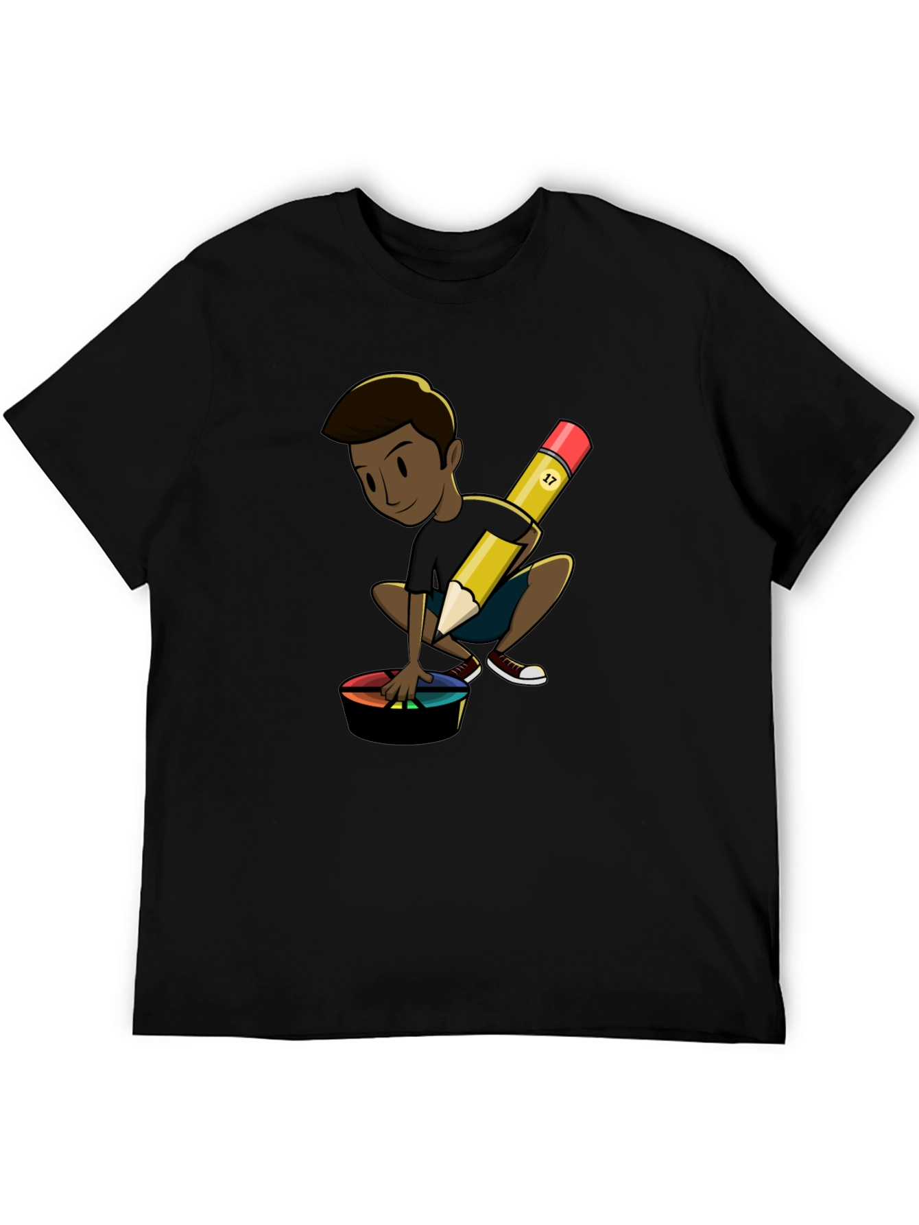 Artistic Character on Black T-Shirt