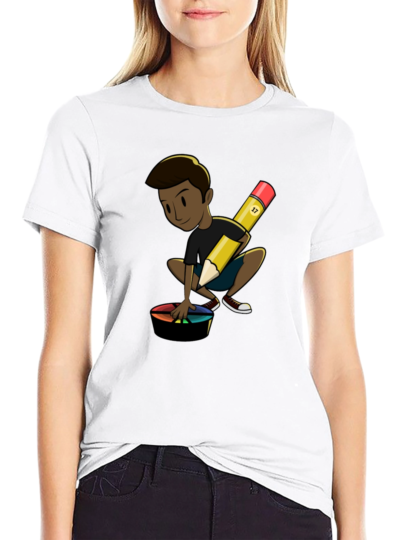 Artistic Character on Black T-Shirt