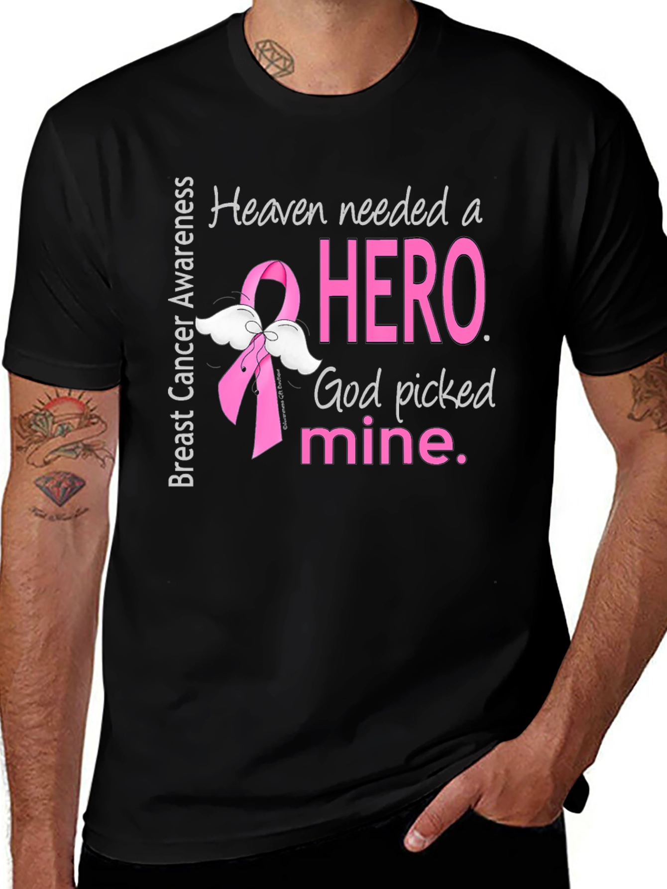 Breast Cancer Awareness T-Shirt - Heaven Needed a Hero