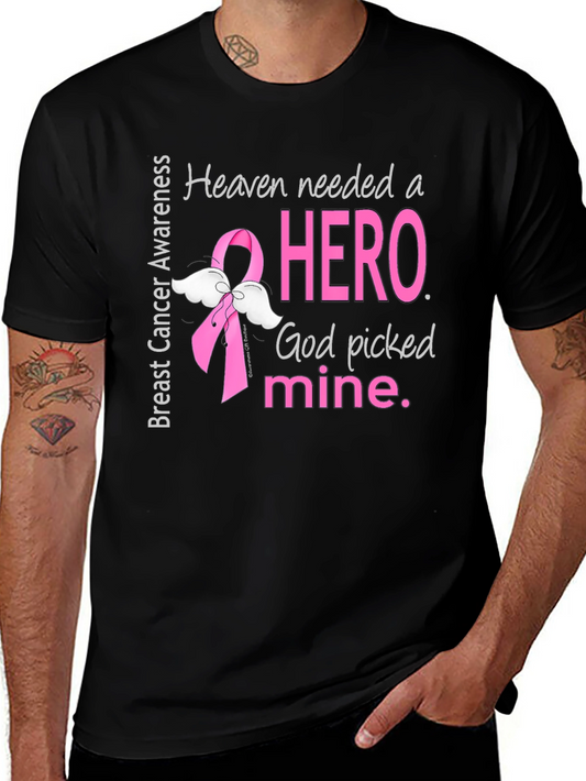 Breast Cancer Awareness T-Shirt - Heaven Needed a Hero