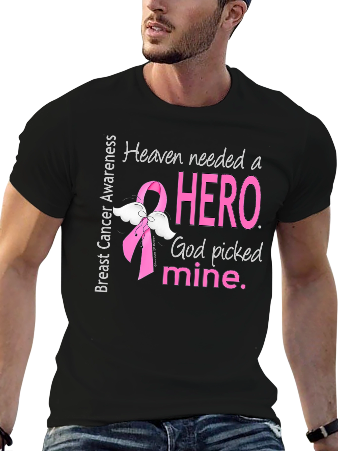 Breast Cancer Awareness T-Shirt - Heaven Needed a Hero