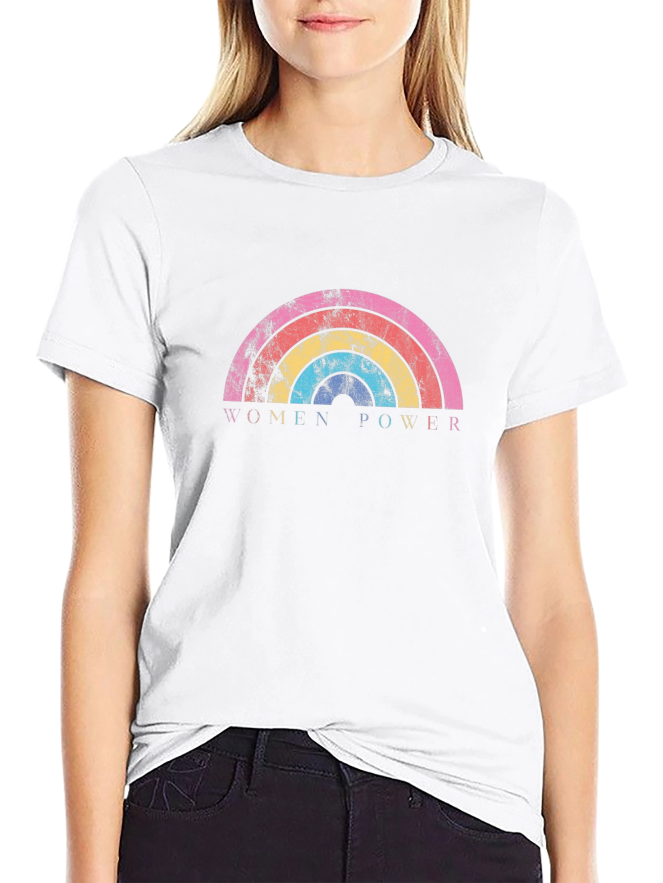 Women Power Rainbow Graphic Tee - Black Unisex T-Shirt