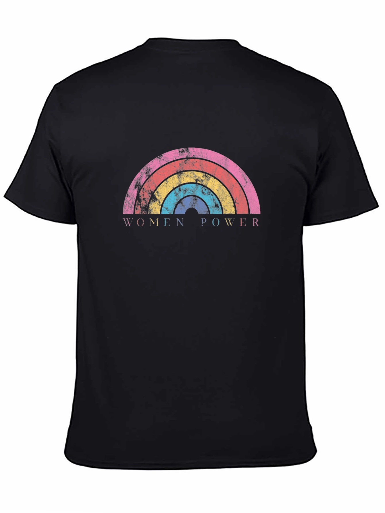 Women Power Rainbow Graphic Tee - Black Unisex T-Shirt