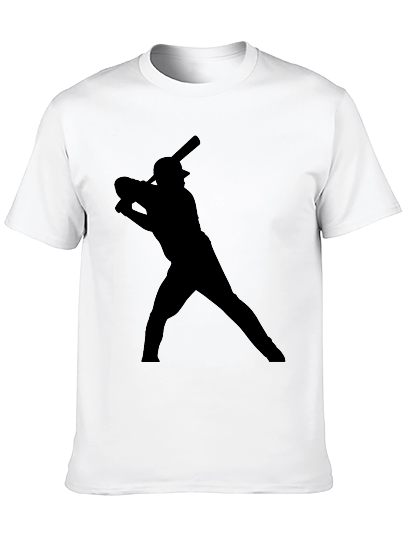 Baseball Batter Silhouette T-Shirt - Black Cotton Tee