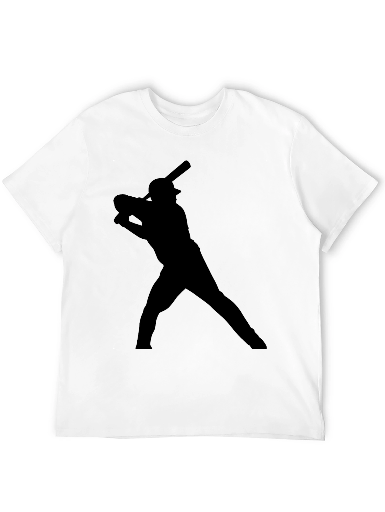 Baseball Batter Silhouette T-Shirt - Black Cotton Tee