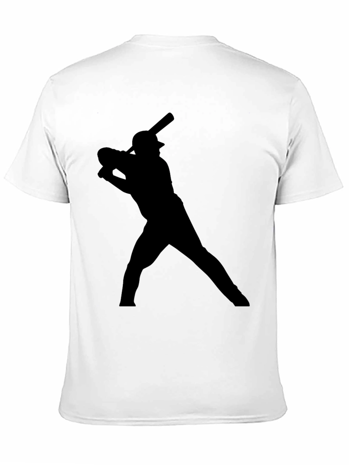 Baseball Batter Silhouette T-Shirt - Black Cotton Tee