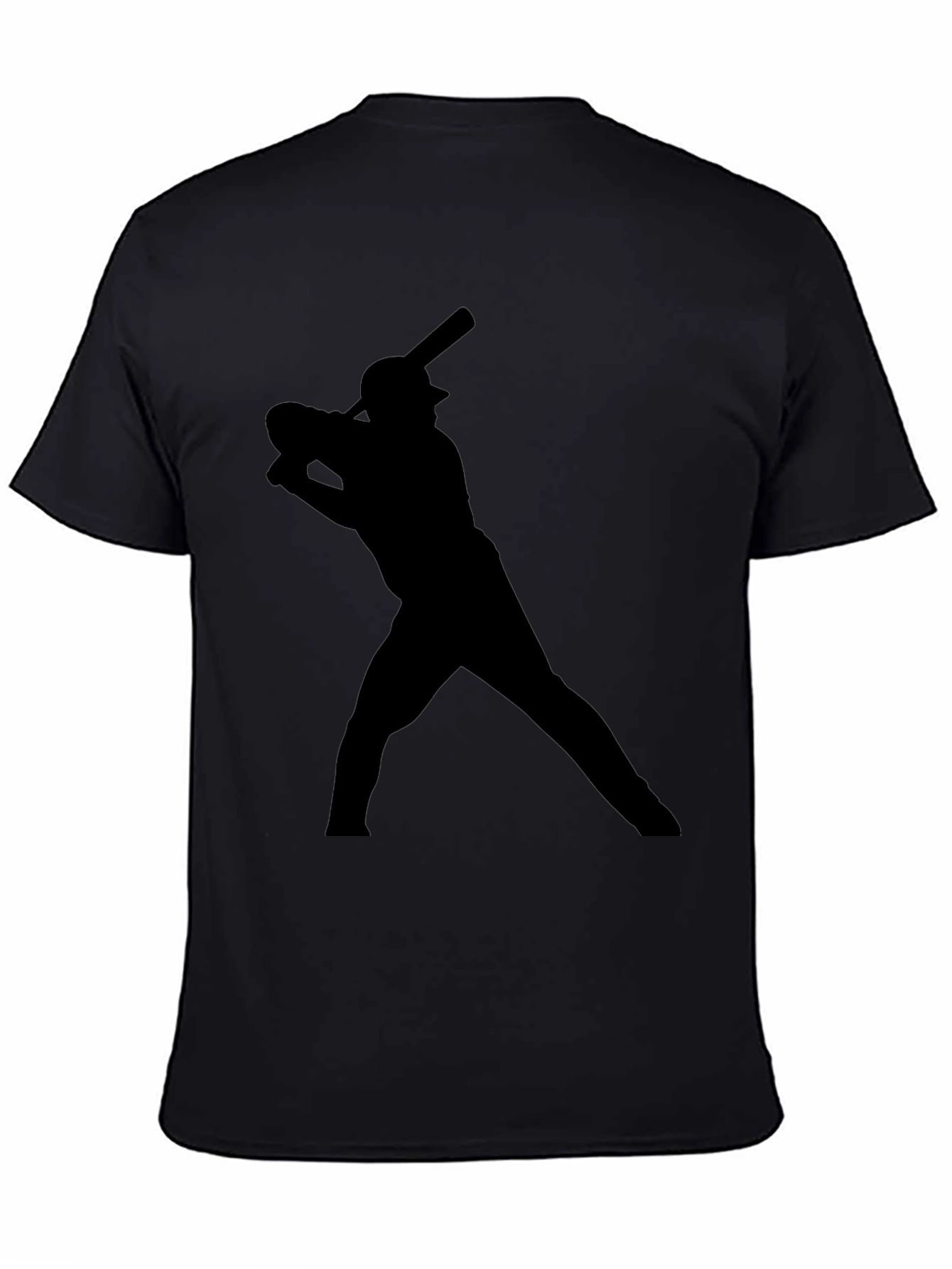 Baseball Batter Silhouette T-Shirt - Black Cotton Tee