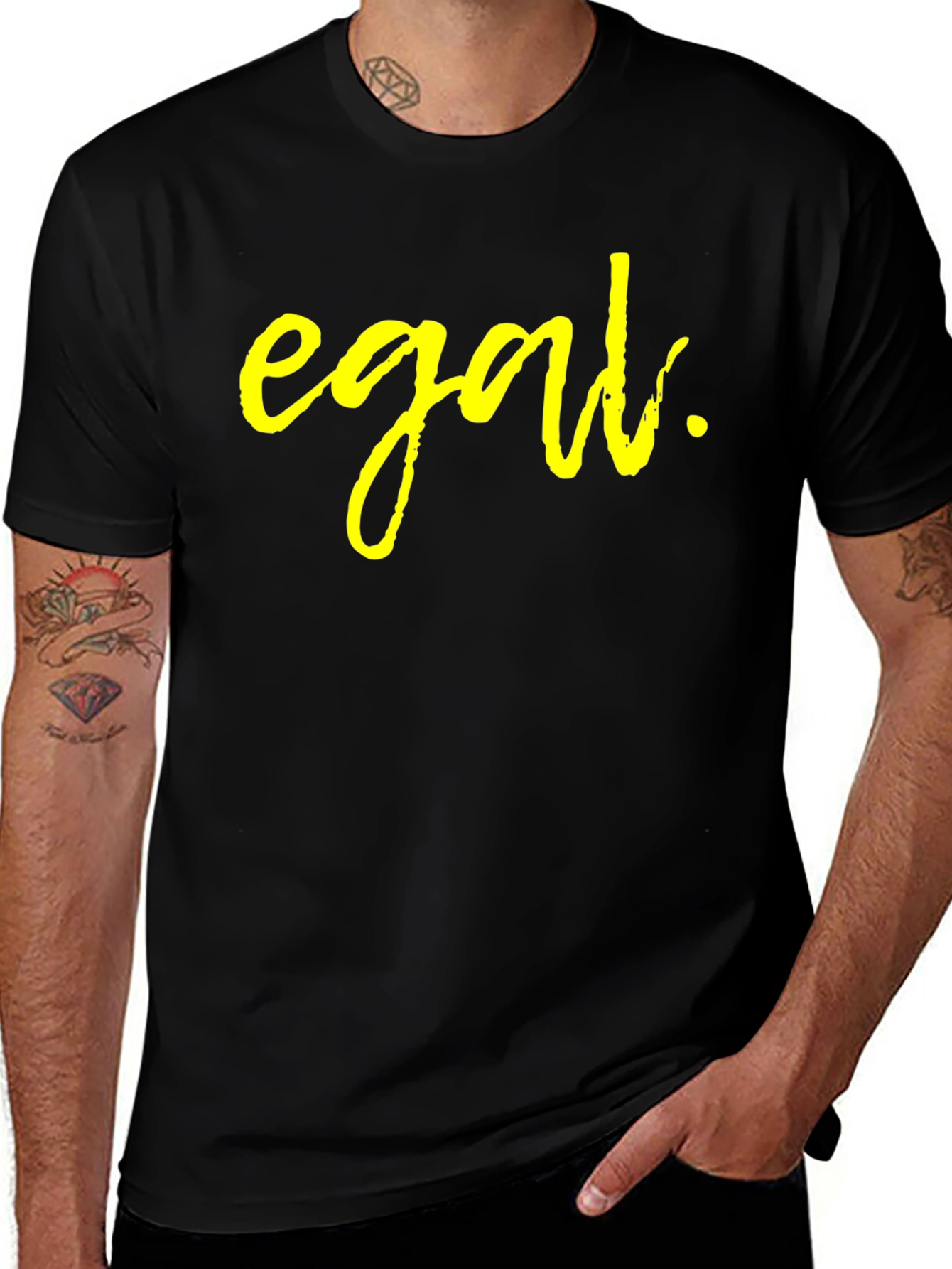 Egal Yellow Print Black T-Shirt
