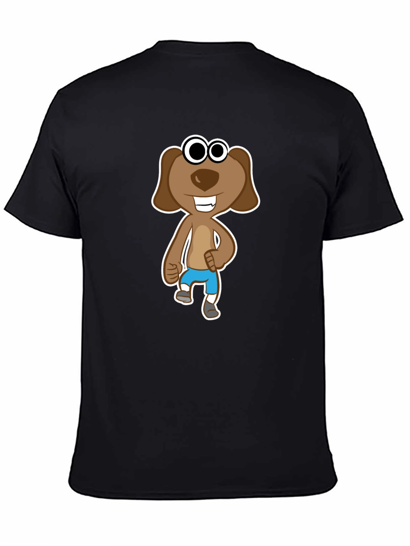 Cartoon Dog Graphic T-Shirt - Black