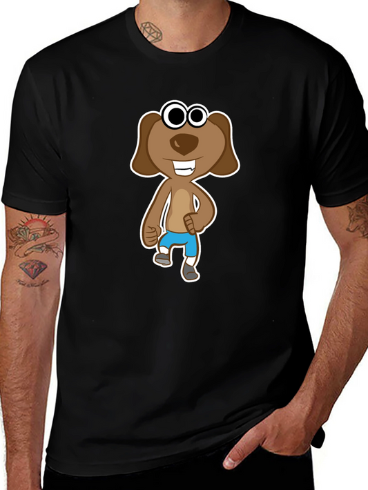 Cartoon Dog Graphic T-Shirt - Black