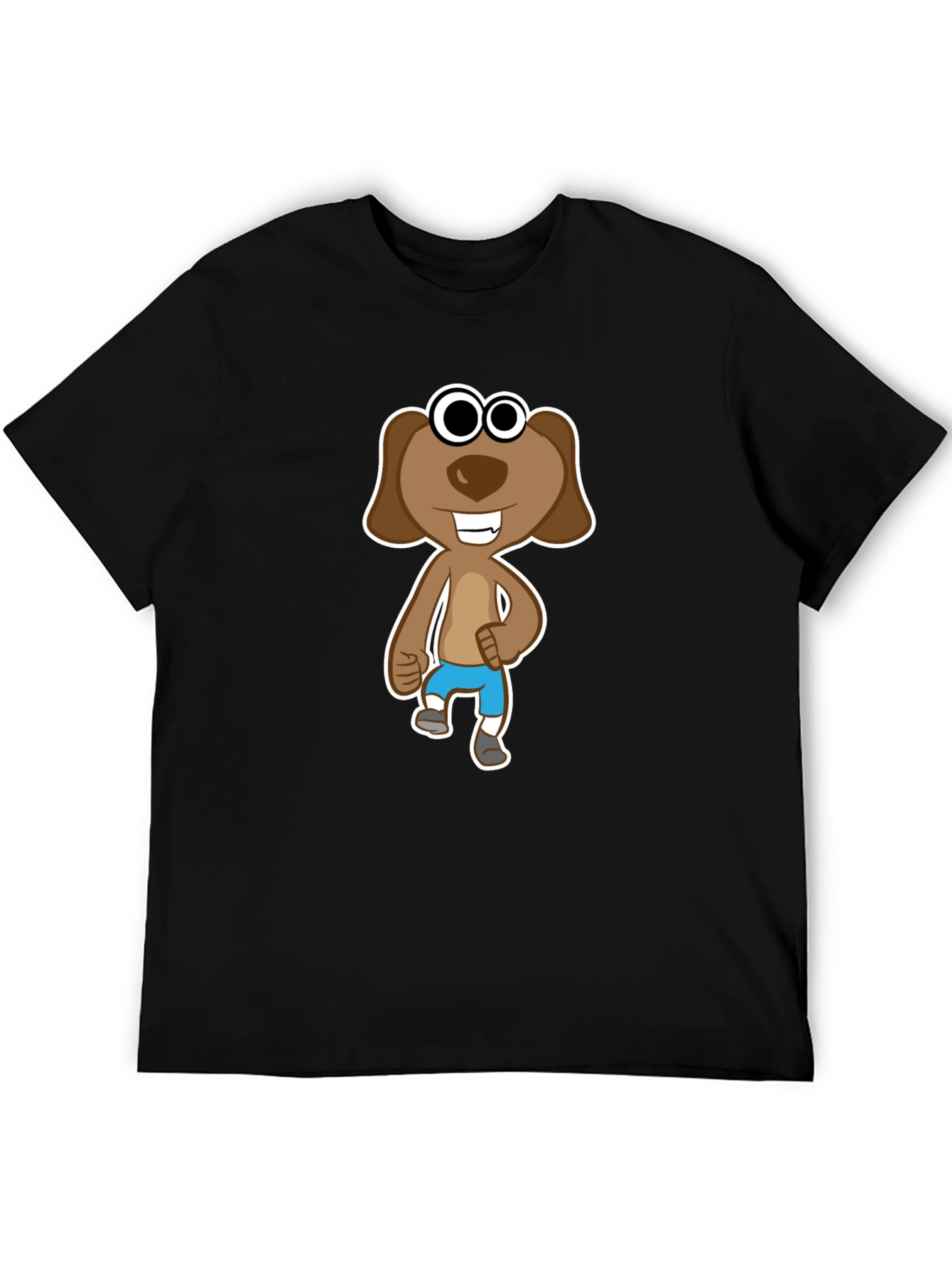 Cartoon Dog Graphic T-Shirt - Black