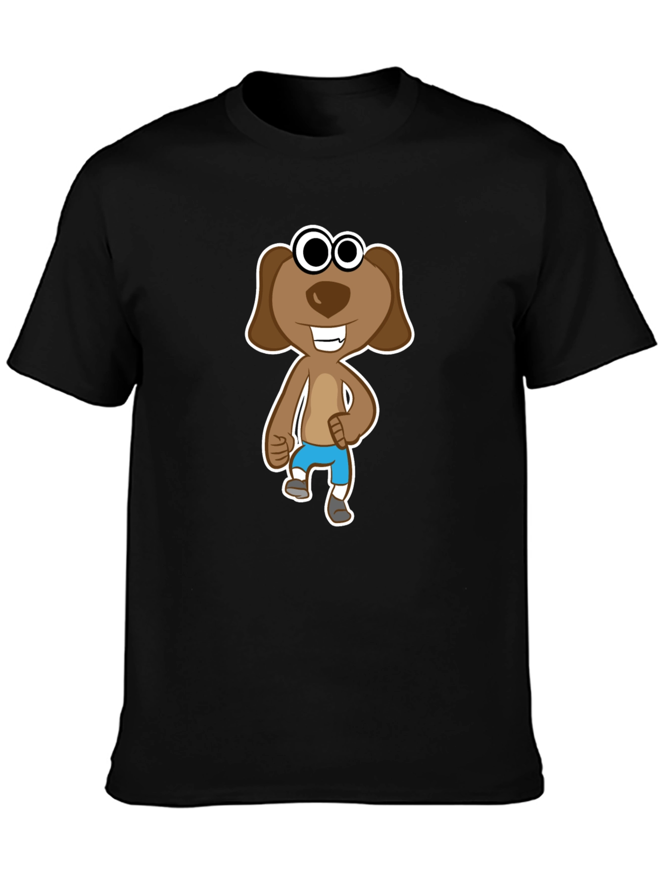 Cartoon Dog Graphic T-Shirt - Black