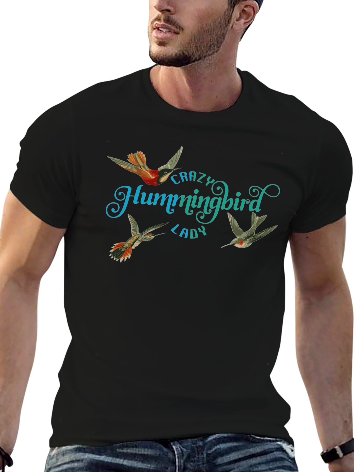 Crazy Hummingbird Lady Graphic Tee