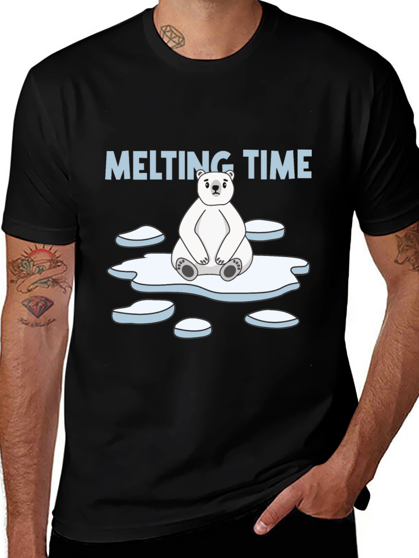 Melting Time Polar Bear Graphic T-Shirt