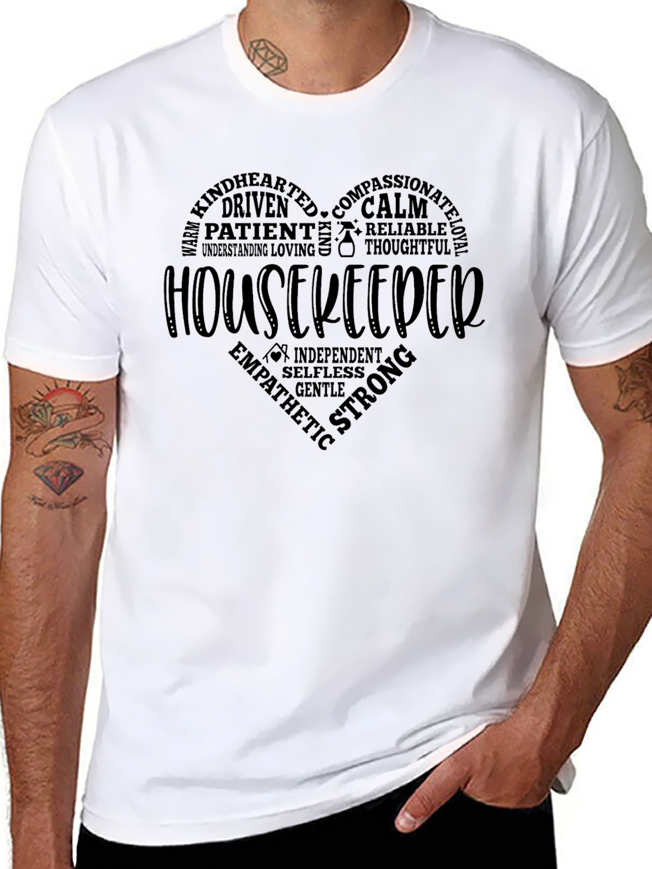 Housekeeper Heart Word Art T-Shirt