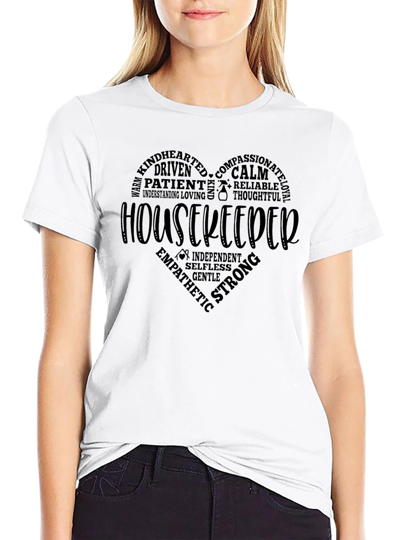 Housekeeper Heart Word Art T-Shirt
