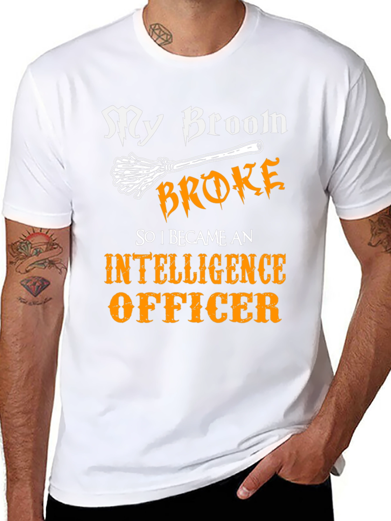 Funny Intelligence Officer T-Shirt - My Broom Broke