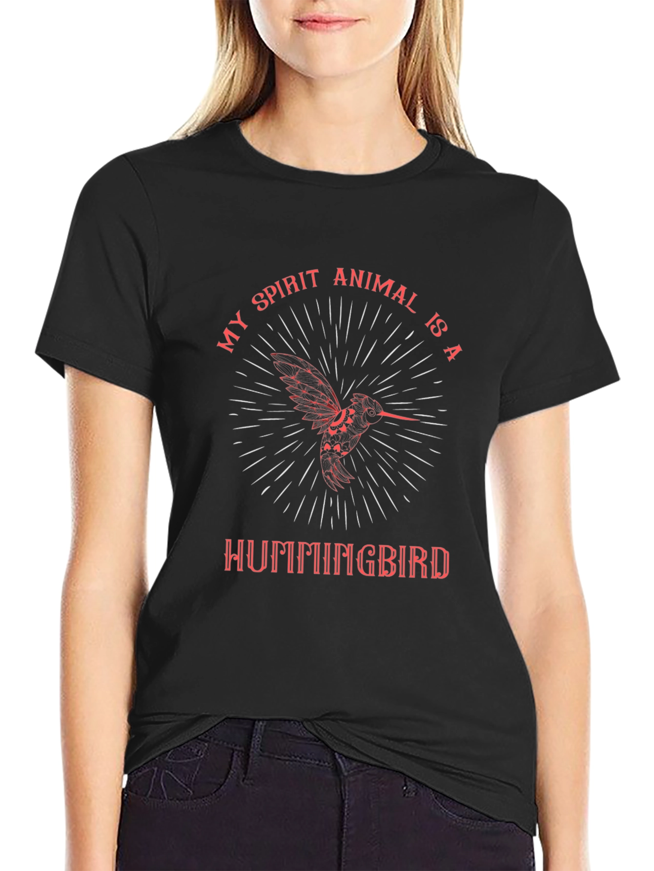 Hummingbird Spirit Animal Black Graphic Tee
