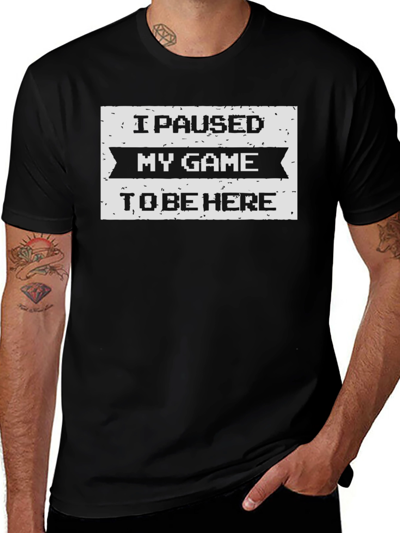 I Paused My Game To Be Here Black T-Shirt