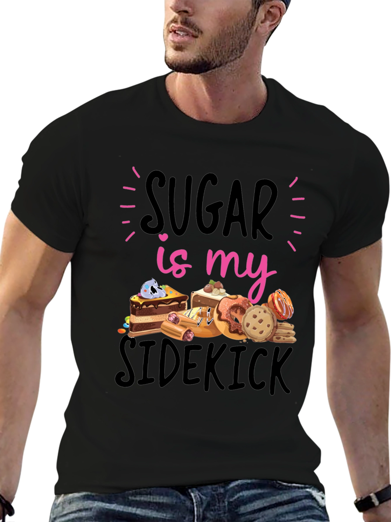 Sugar Is My Sidekick Black T-Shirt