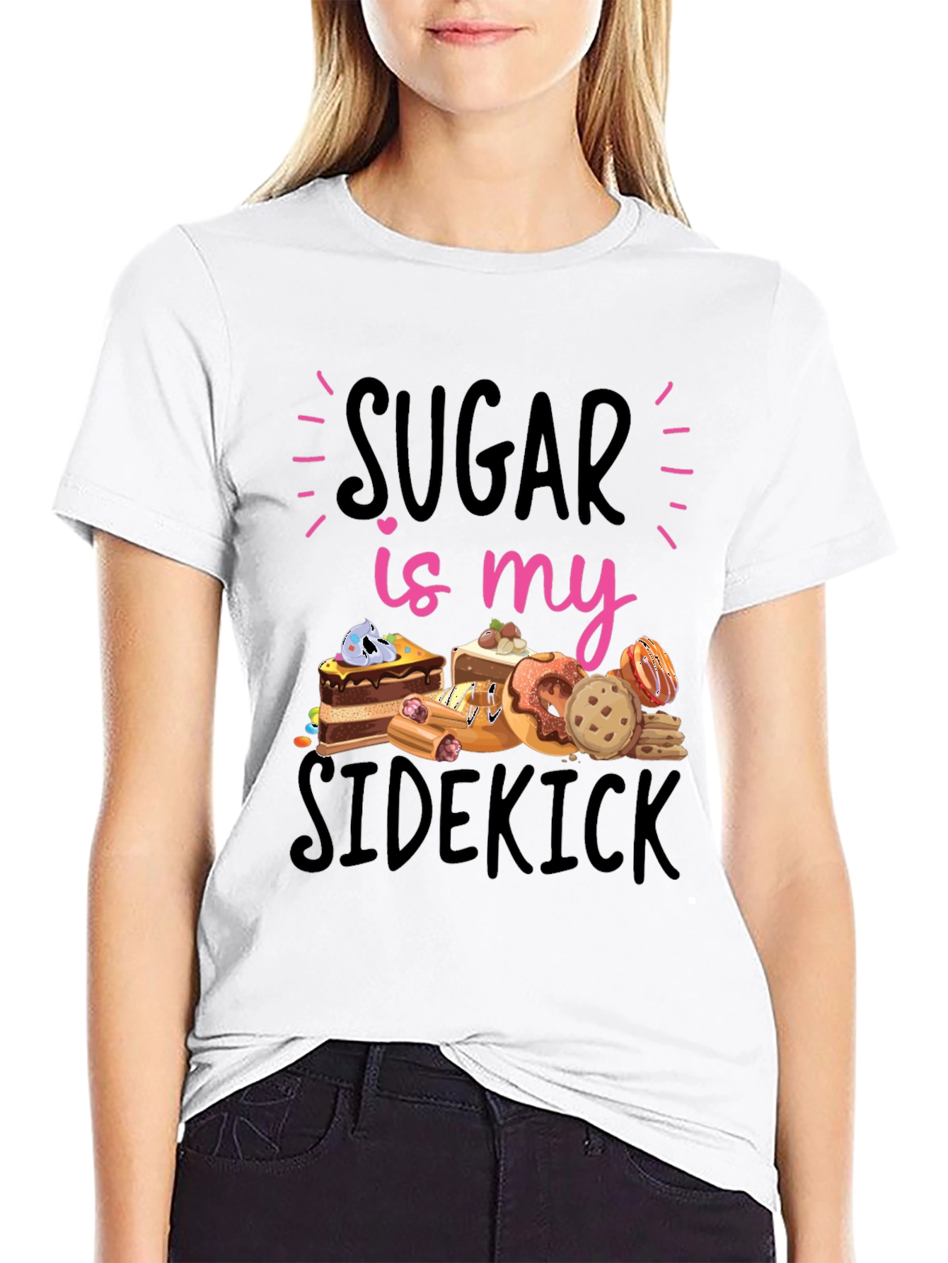 Sugar Is My Sidekick Black T-Shirt