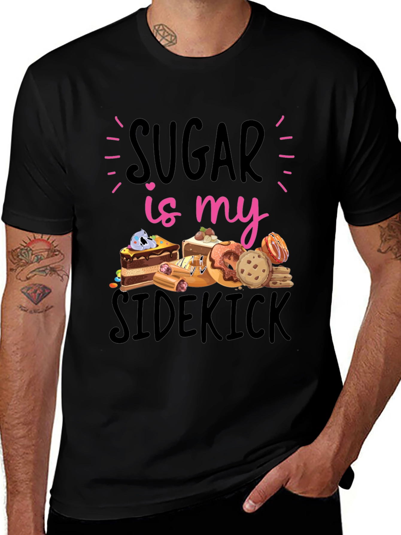 Sugar Is My Sidekick Black T-Shirt