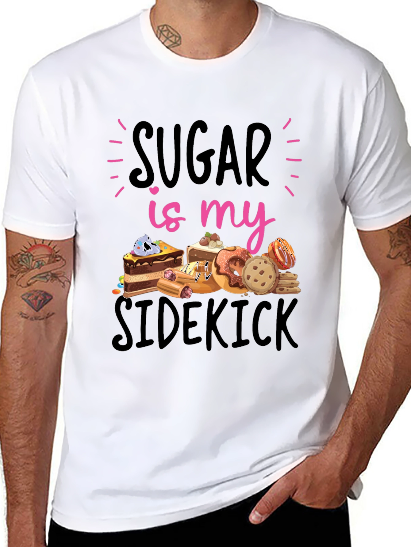 Sugar Is My Sidekick Black T-Shirt