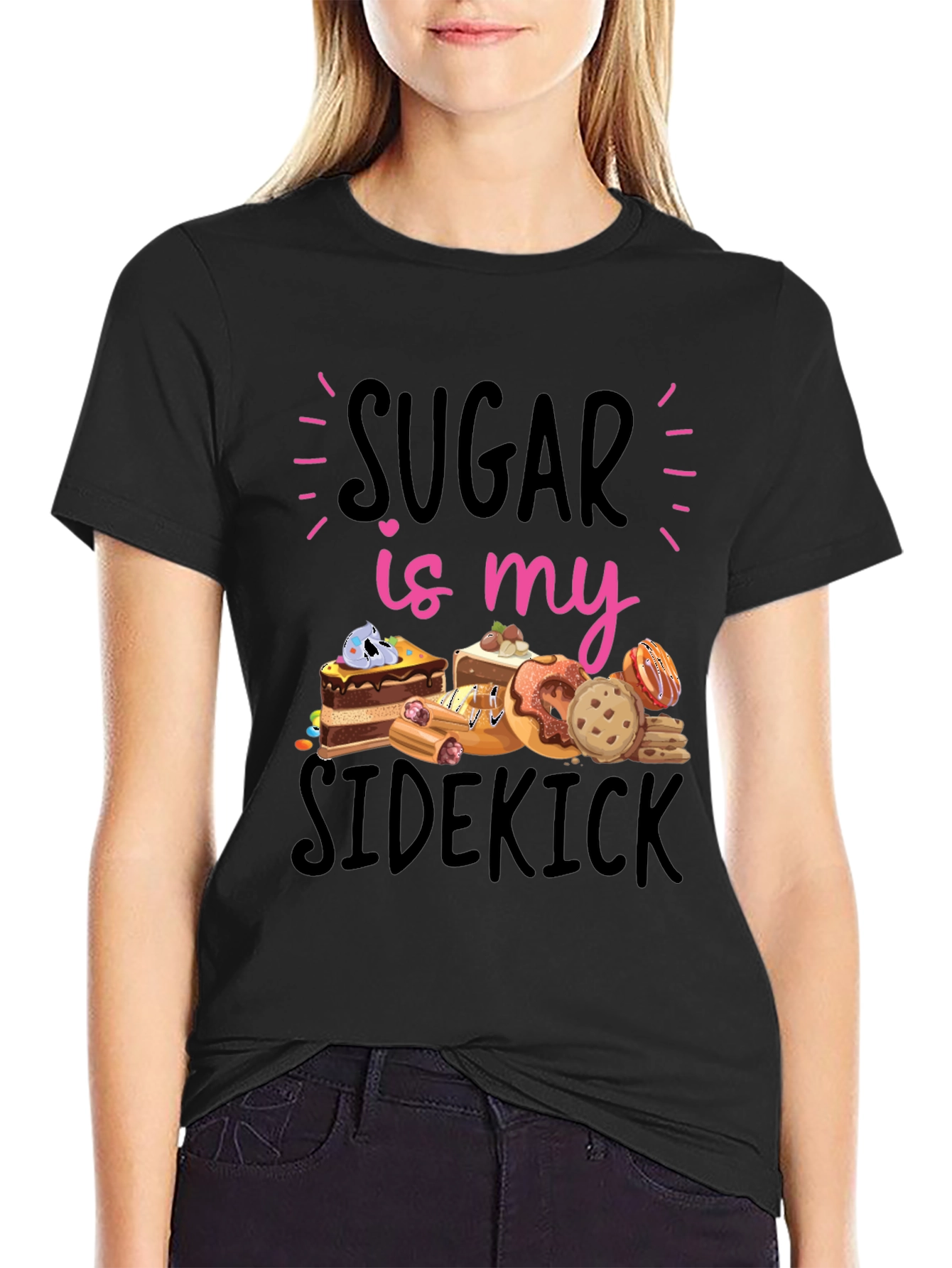 Sugar Is My Sidekick Black T-Shirt