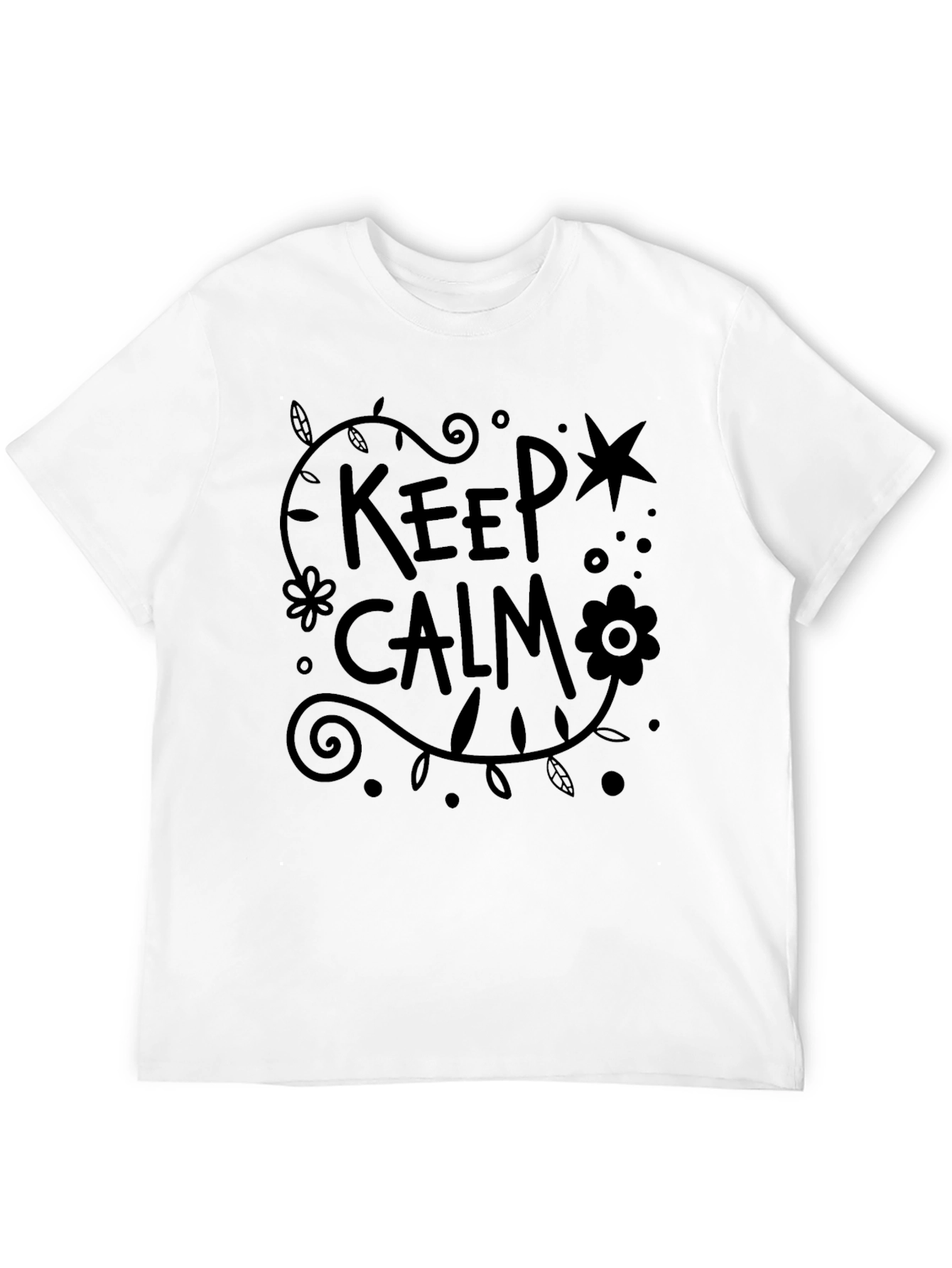 Keep Calm Graphic Tee - Black Crew Neck T-Shirt