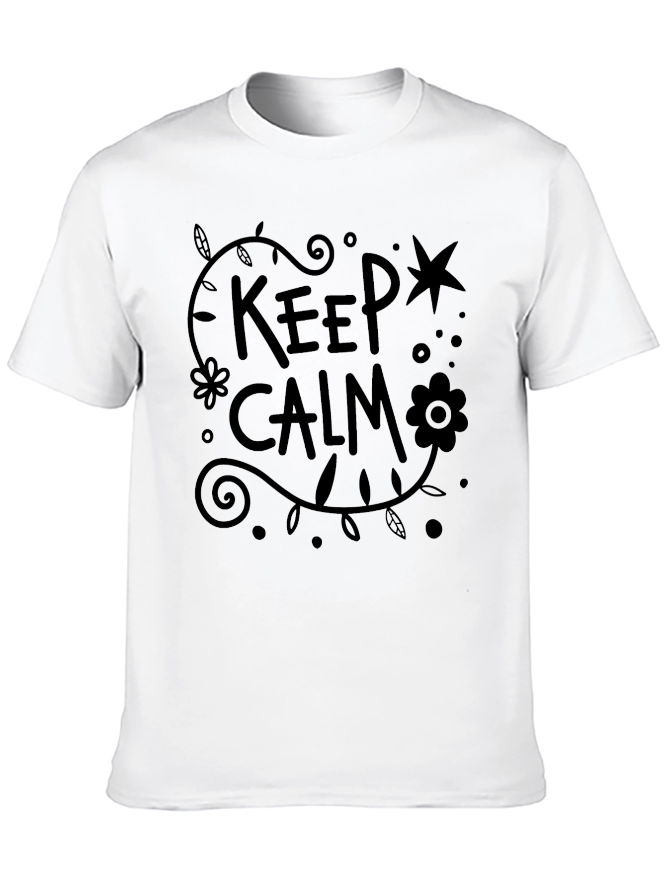 Keep Calm Graphic Tee - Black Crew Neck T-Shirt