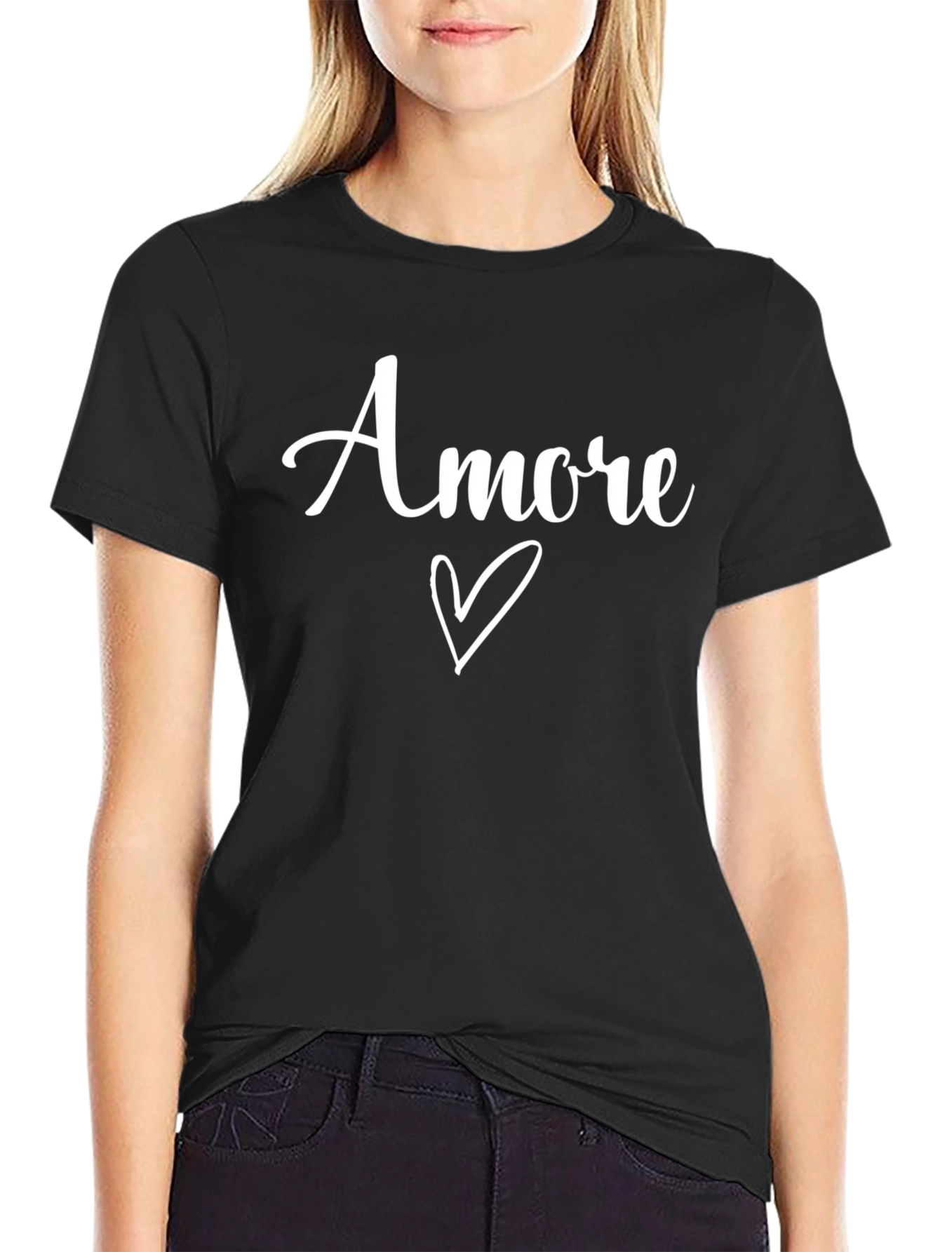 Amore Heart Graphic Tee - Black
