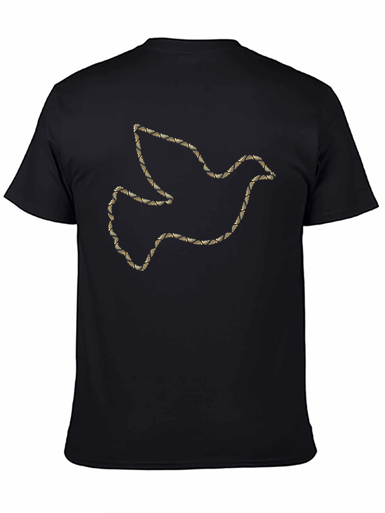 Dove Outline Graphic Tee - Gold Design on Black