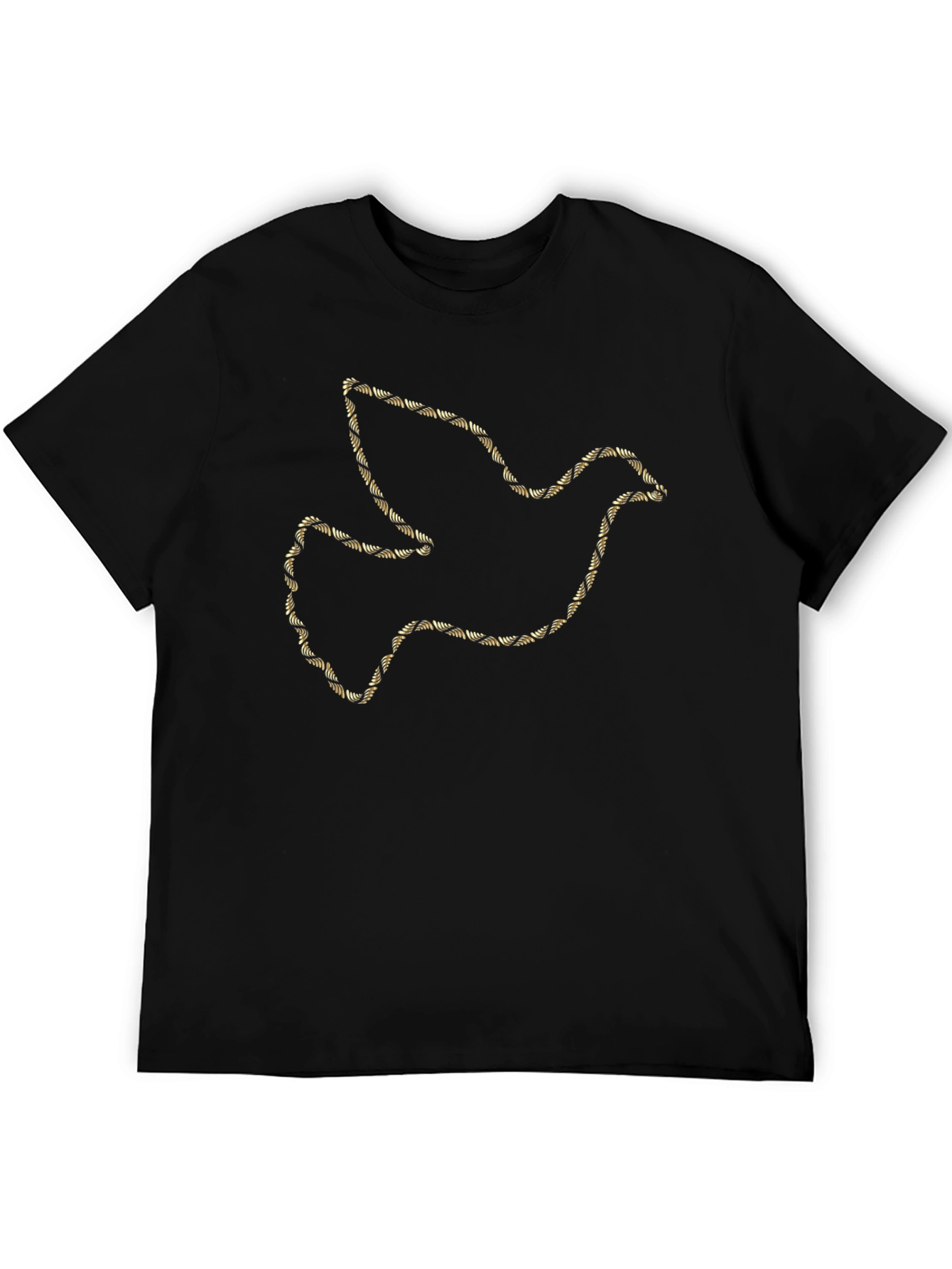Dove Outline Graphic Tee - Gold Design on Black