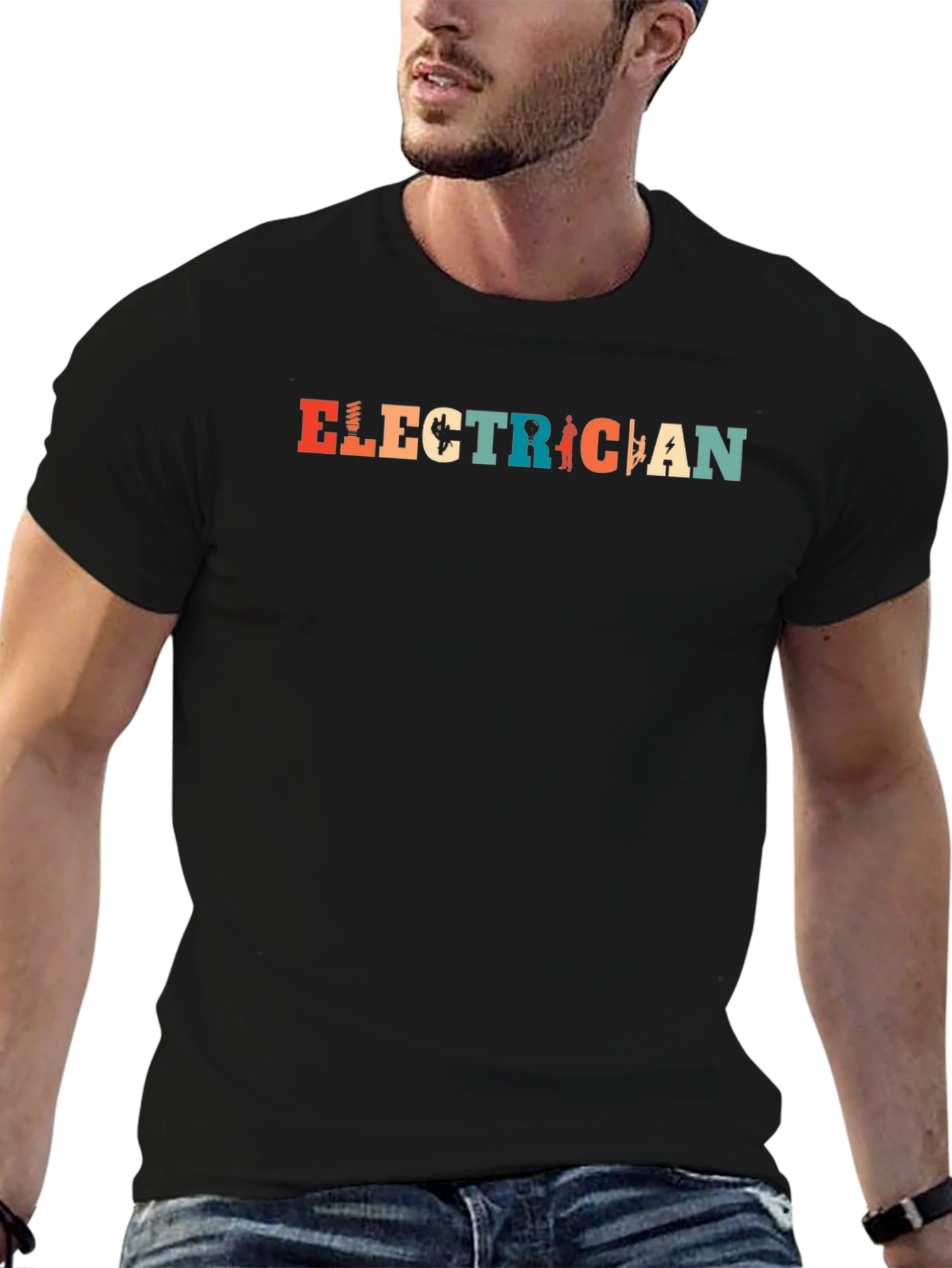 Electrician Retro Graphic Tee - Black