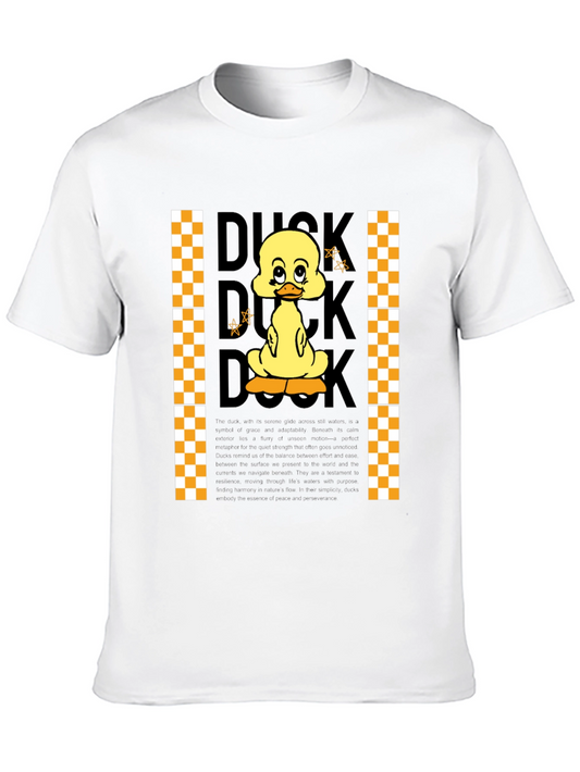 Duck Cartoon Graphic Print Black T-Shirt