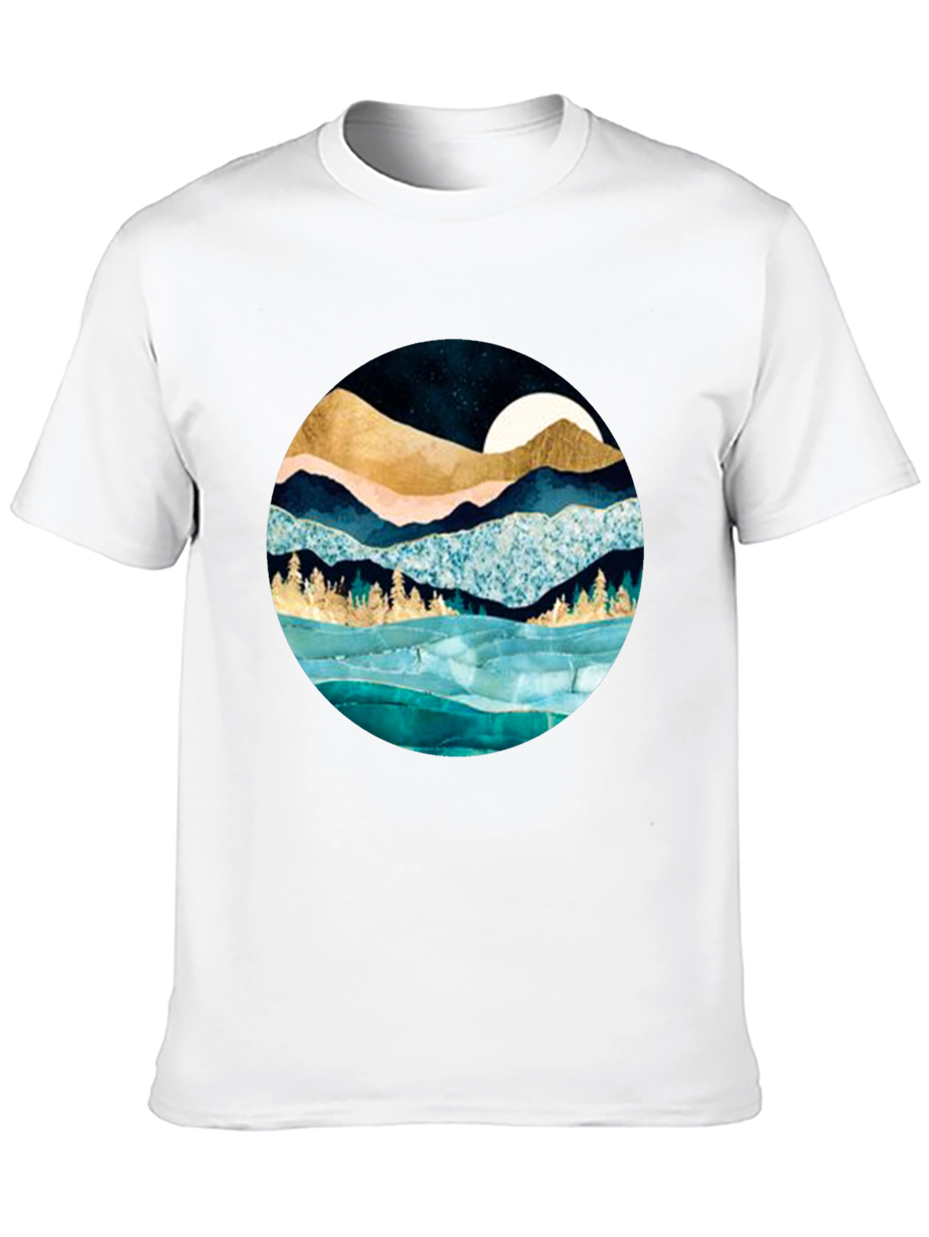 Mountain & Moon Graphic Tee - Stylish Black Shirt