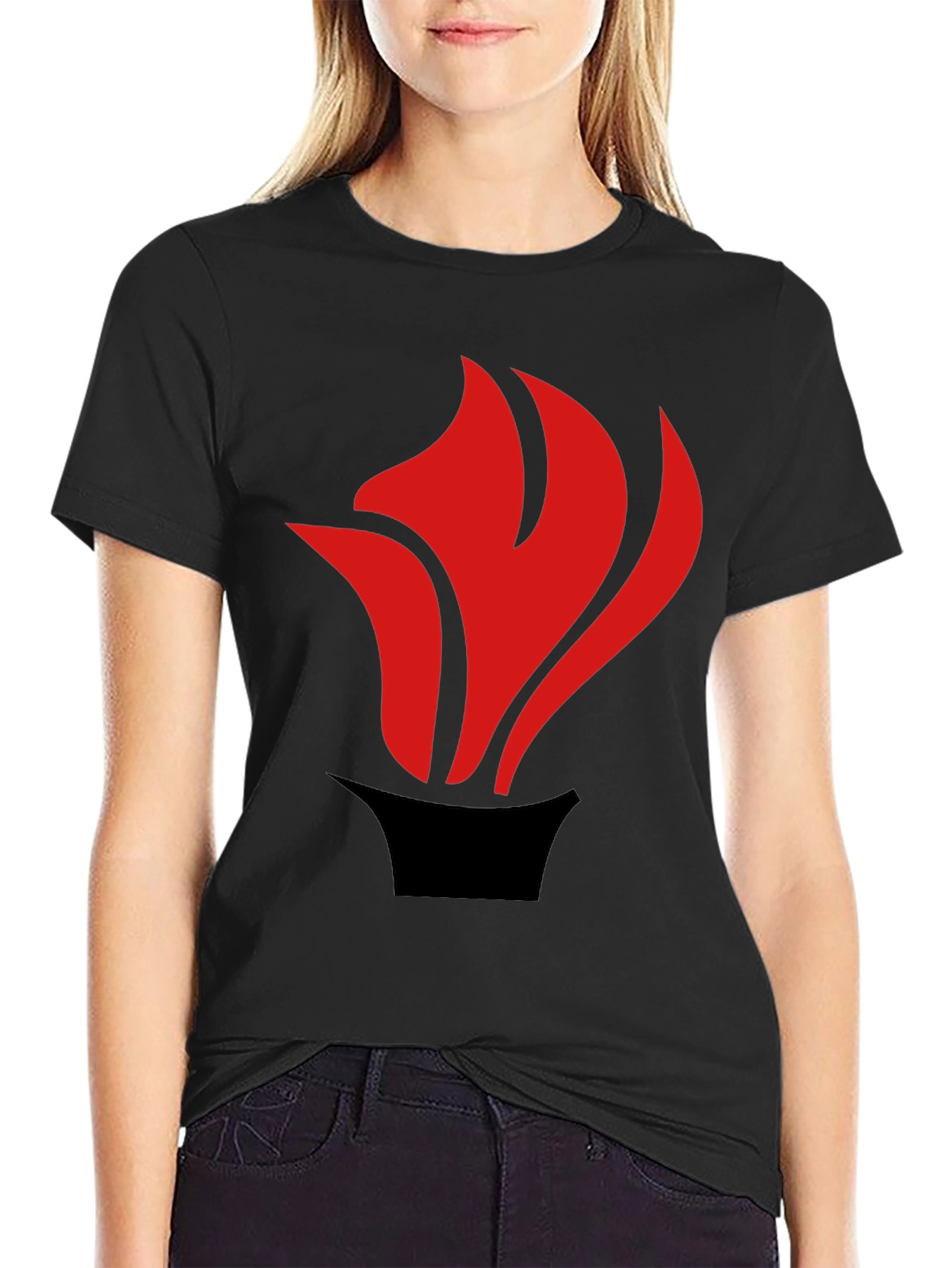 Flame Graphic Tee - Black Casual Style
