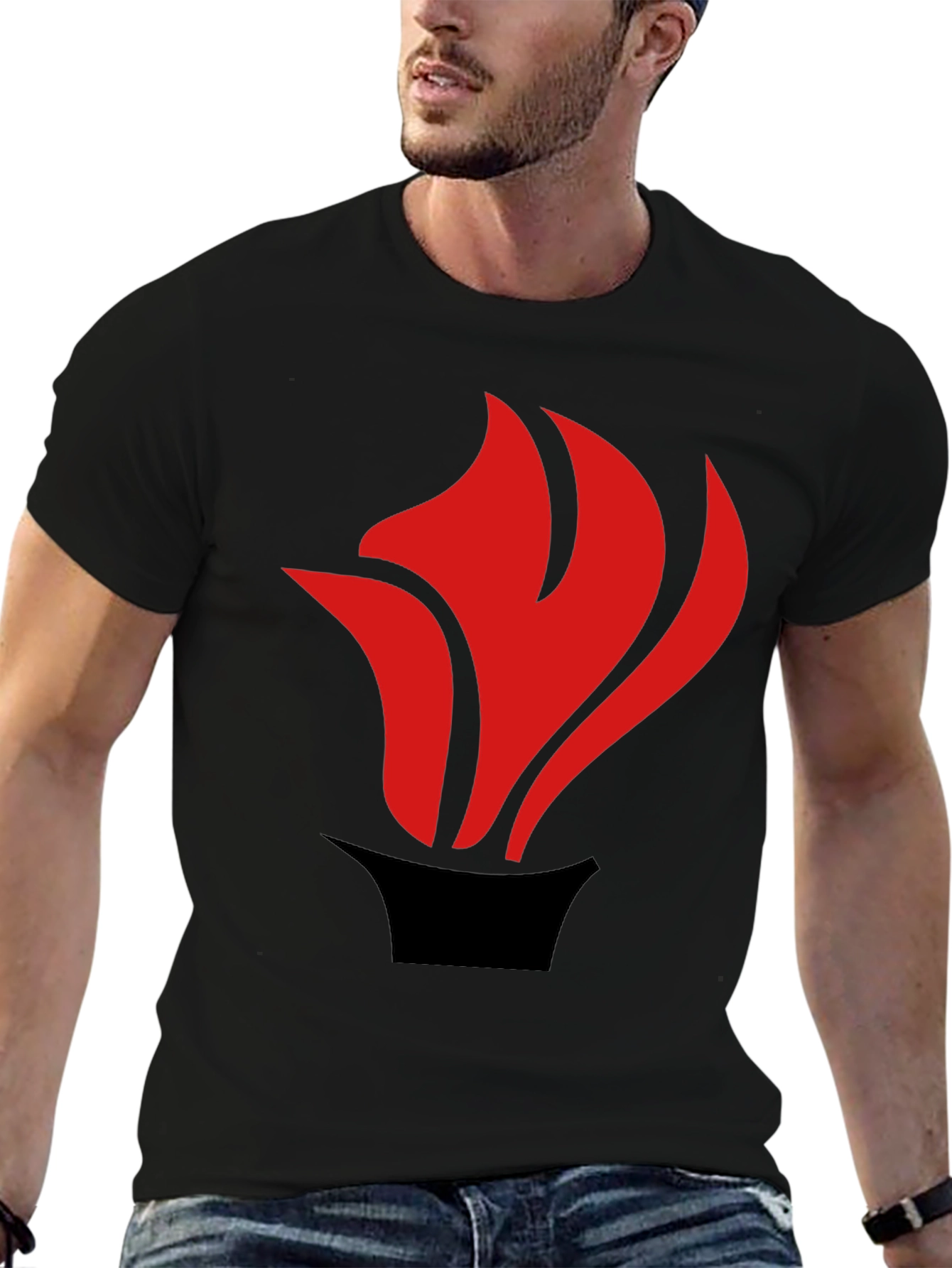 Flame Graphic Tee - Black Casual Style