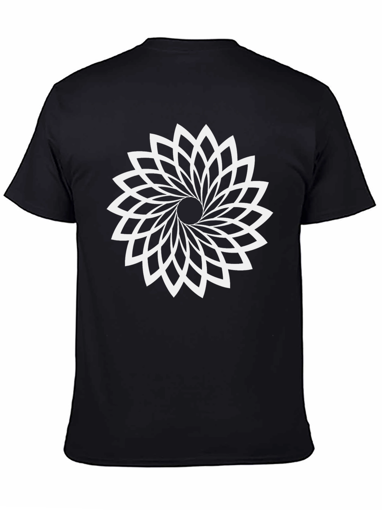 Geometric Flower Black T-Shirt