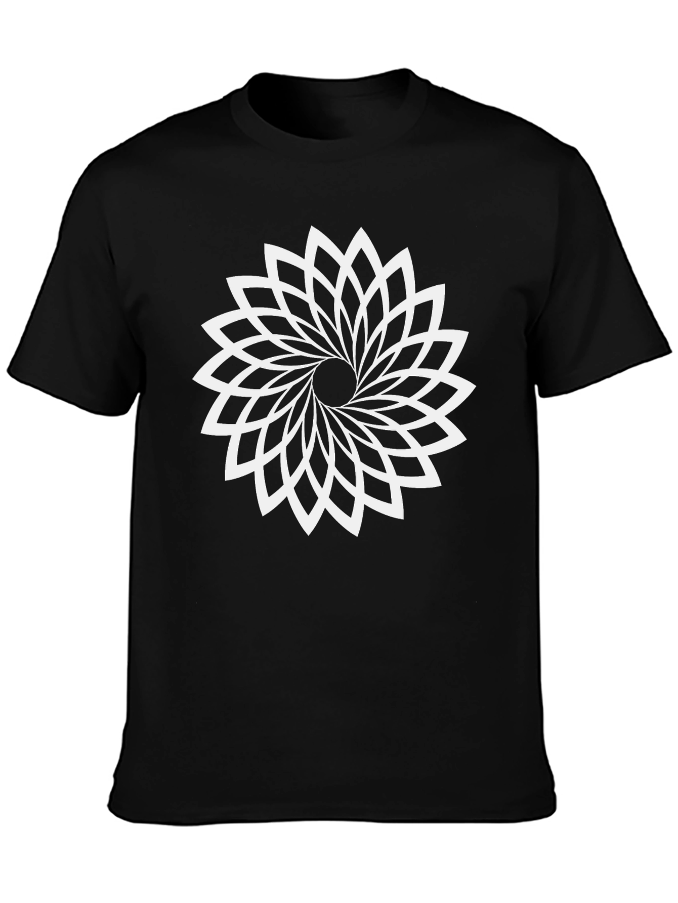 Geometric Flower Black T-Shirt