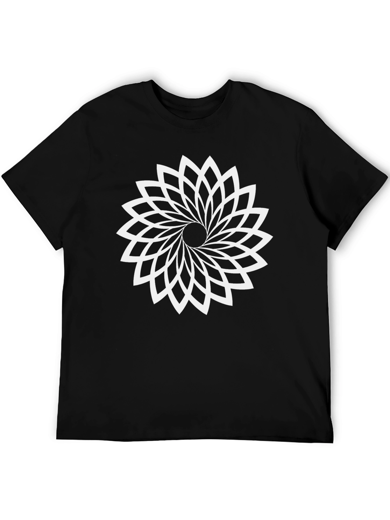 Geometric Flower Black T-Shirt