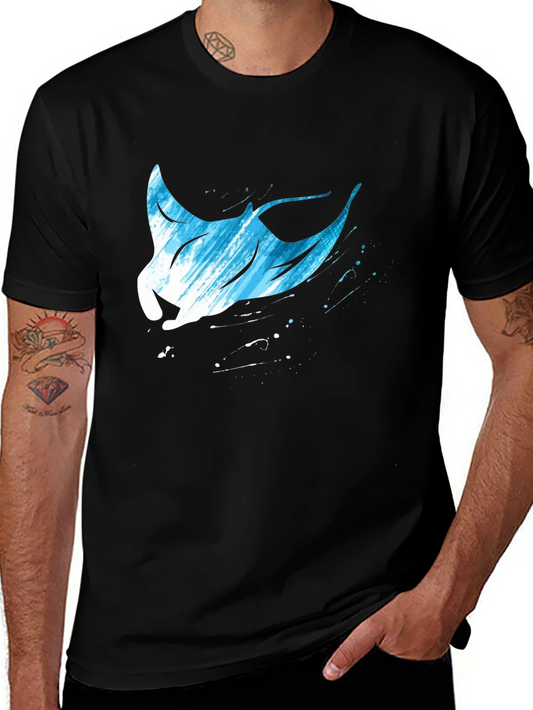 Manta Ray Graphic T-Shirt - Black Cotton Tee