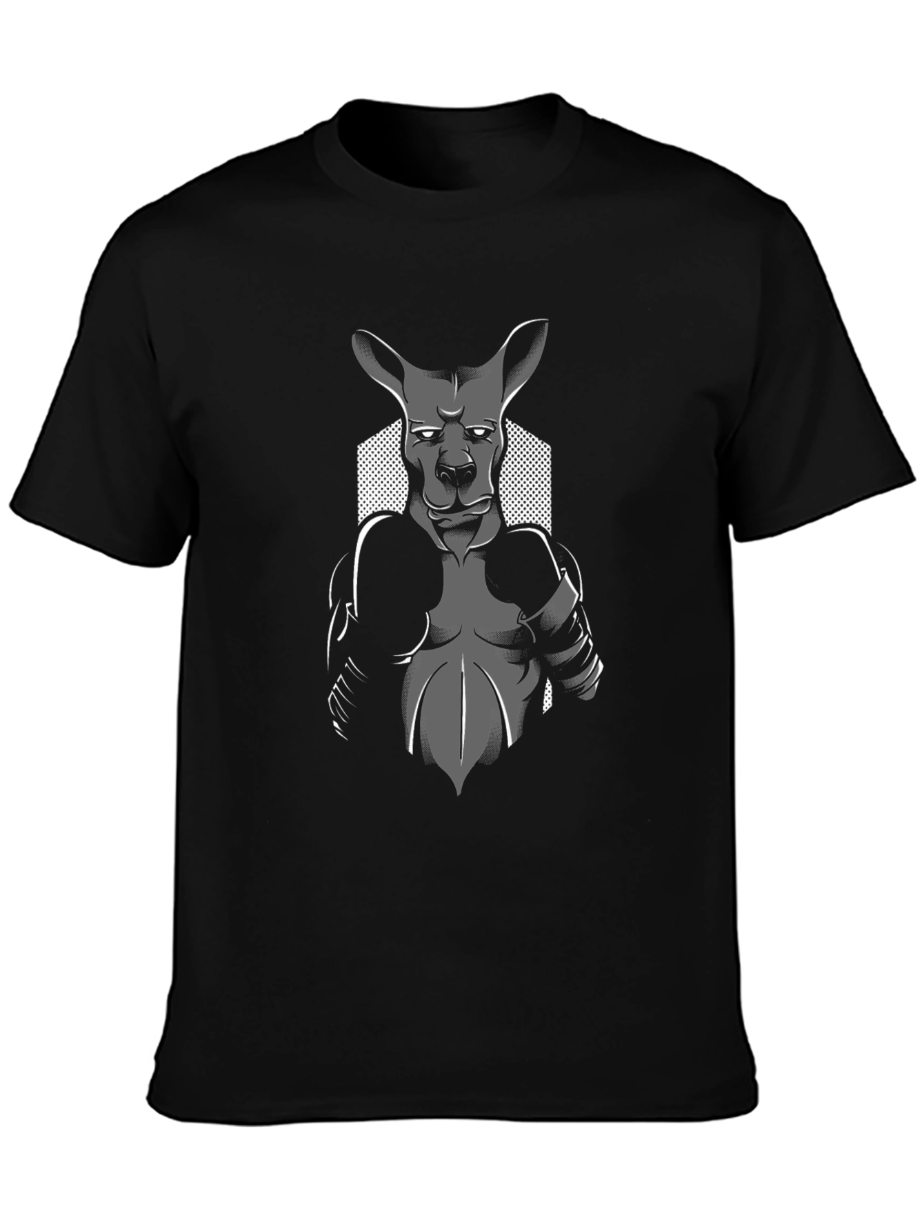 Kangaroo Boxer Graphic Tee - Black Cotton T-Shirt