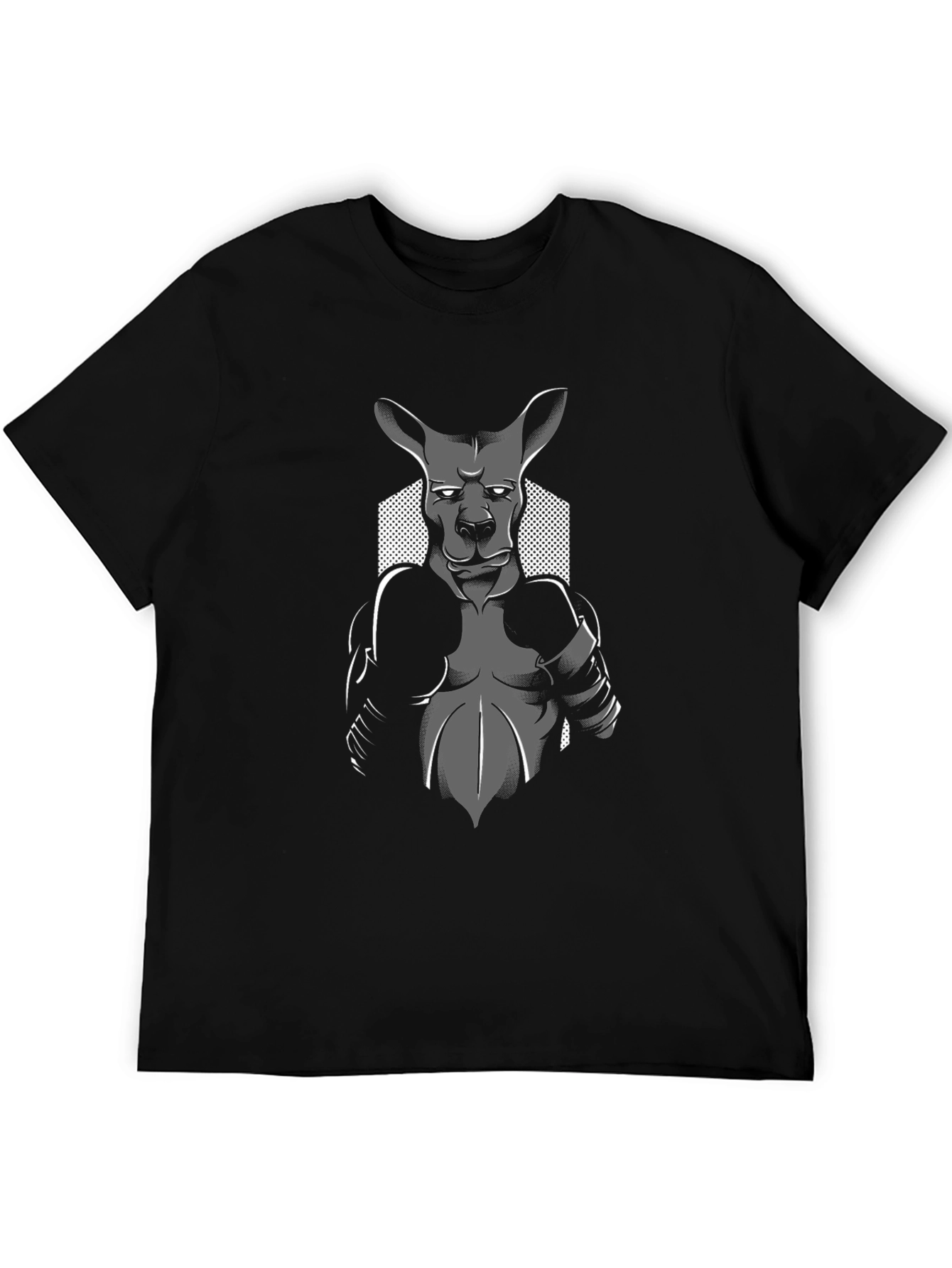 Kangaroo Boxer Graphic Tee - Black Cotton T-Shirt